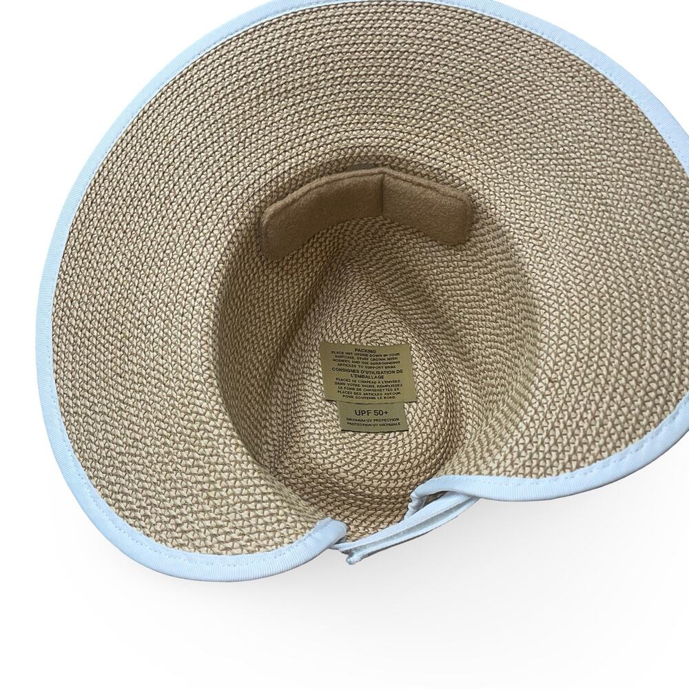 Eric Javits Sun Crest Hybrid Fedora Visor Peanut White Squishee Straw Hat - Picture 6 of 11